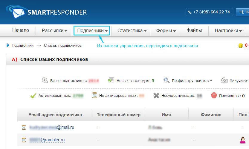 меню смартреспондера