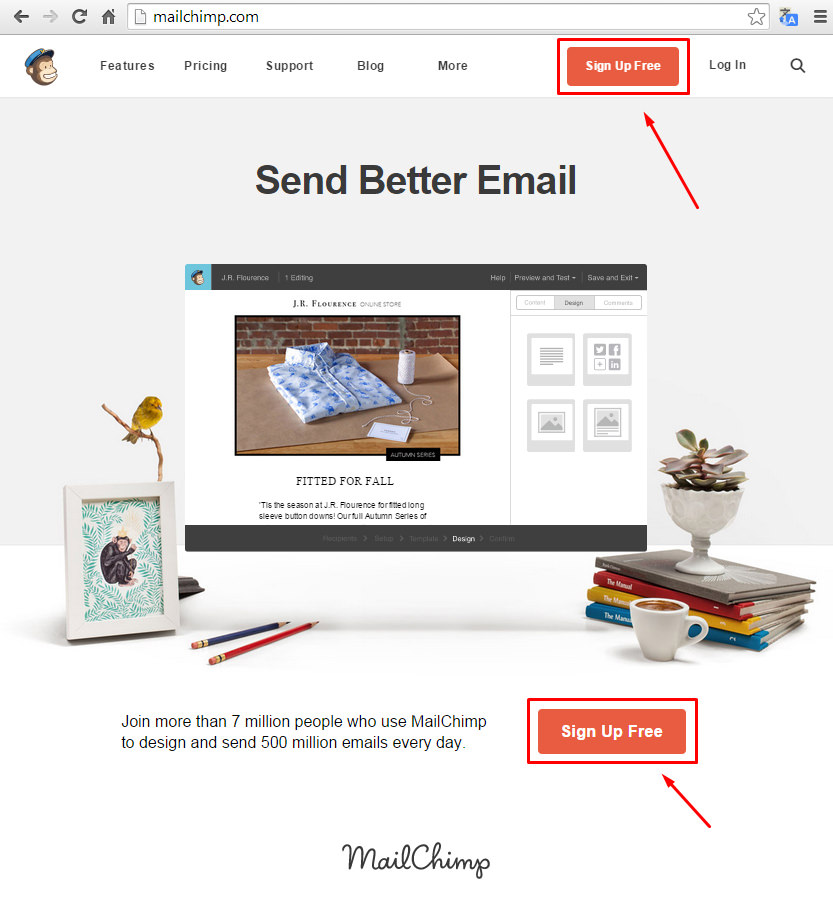 Главная страница сервиса MailChimp сайт mailchip
